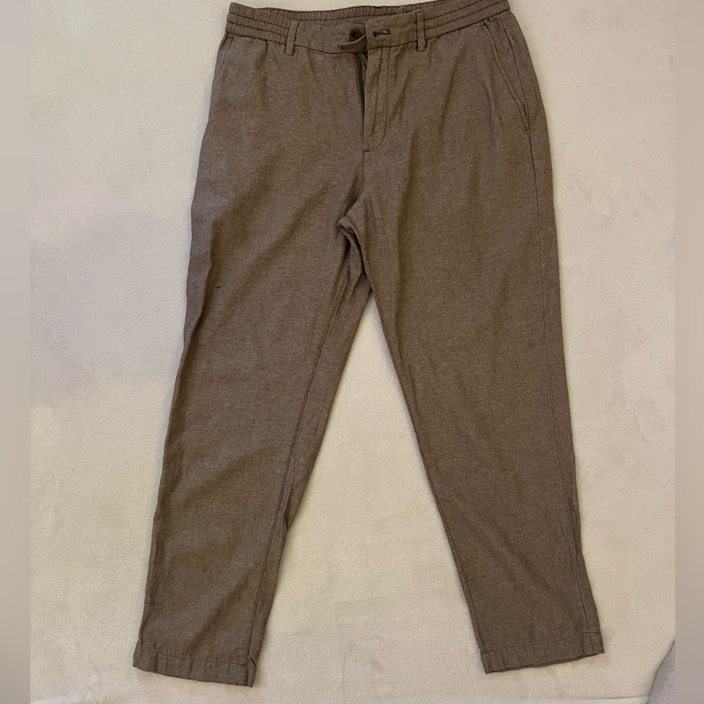 Banana Republic Factory Athletic Linen-Blend Drawstring Pants Taupe Size 31x30